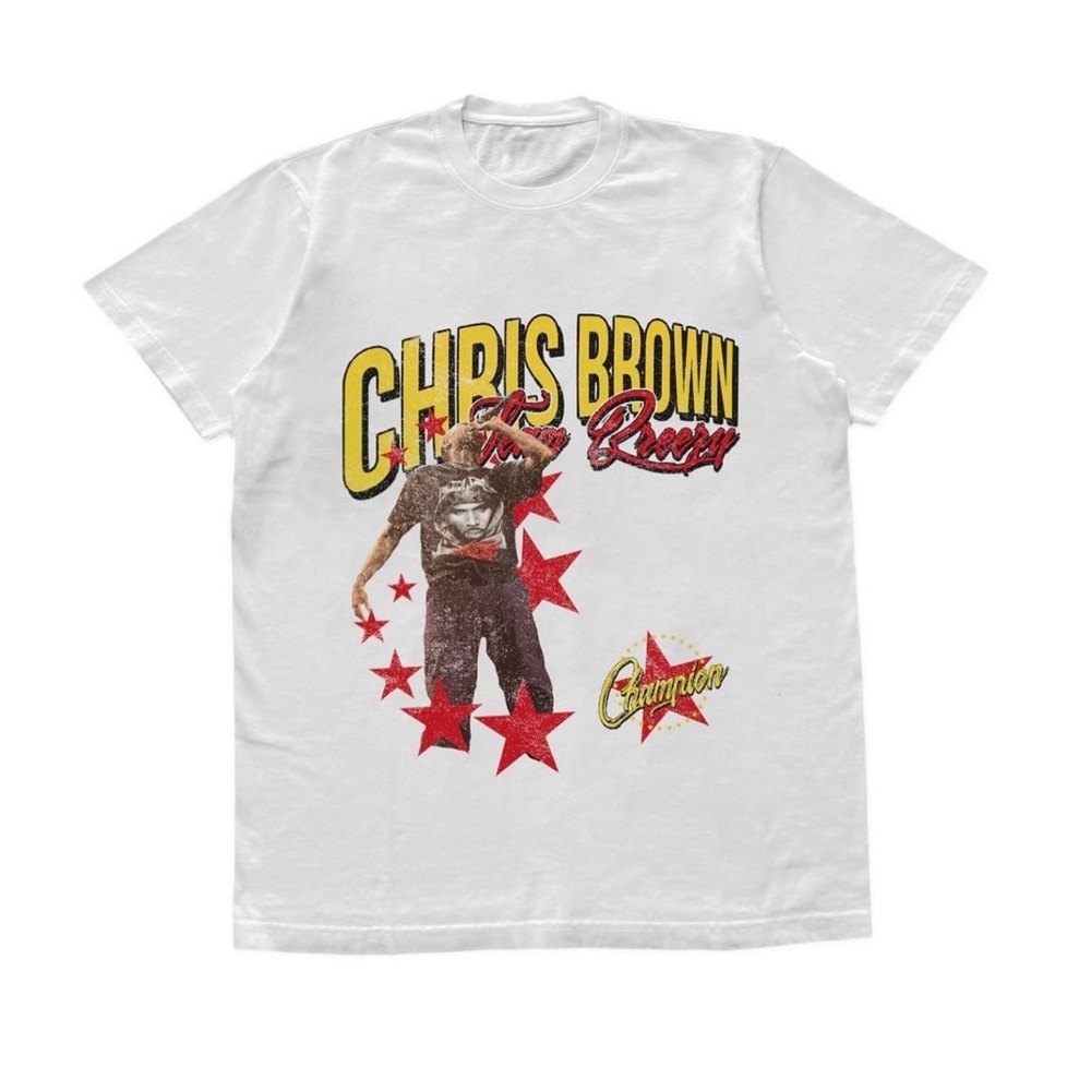 Chris Brown Breezy White Champion Tee Shirt Size Large Unisex NWOT
